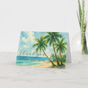 Tropical Beach Coastal Summer Bridal Shower Letterpress Thank You Card
