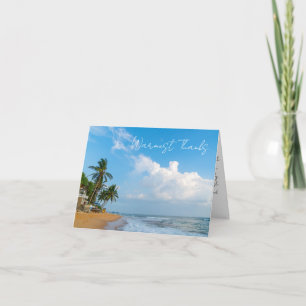 Tropical Beach Coastline and Palms Ocean View Thank You Card