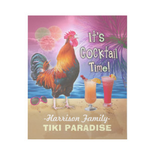 Tropical Beach Cocktail Bar Funny Rooster Chicken Gallery Wrap