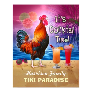 Tropical Beach Cocktail Bar Funny Rooster Chicken Poster Tropical Beach Cocktail Bar Funny Rooster Chicken Poster