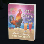 Tropical Beach Cocktail Bar Funny Rooster Chicken Wooden Box Sign<br><div class="desc">The rooster on this humorous wooden box sign knows what time it is: it's time to drink, of course, because it's COCKtail time! This silly tropical sign is perfect for anyone who loves the sea and chickens and margaritas and paradise and endless summer. It includes a rooster crowing with a...</div>