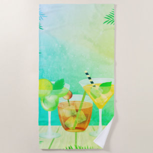 Tropical Beach Cocktails Pool Towel
