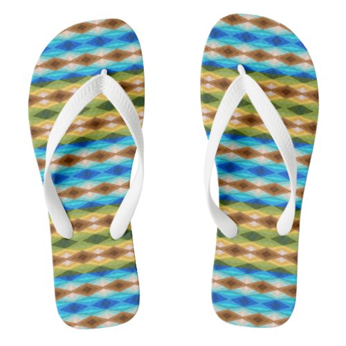 Tropical Beach Colored Kaleidoscope Abstract Art Flip Flops