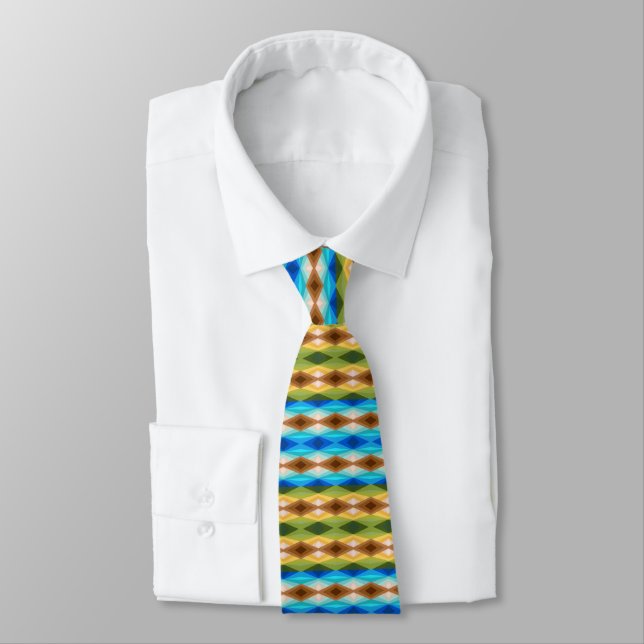 Tropical Beach Colored Kaleidoscope Abstract Art Neck Tie (Tied)