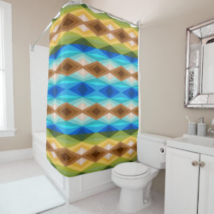 Tropical Beach Colored Kaleidoscope Abstract Art Shower Curtain