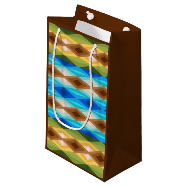Tropical Beach Colored Kaleidoscope Abstract Art  Small Gift Bag (Front Angled)