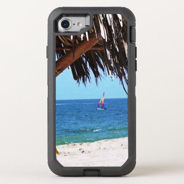 Tropical Beach Colorful Sailboat Otterbox iPhone Case (Back)