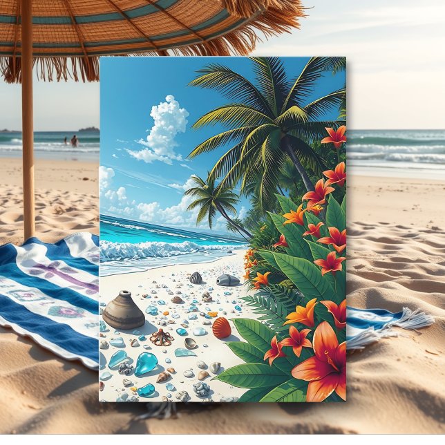 Tropical Beach Congratulations Mr and Mrs Card (Creator Uploaded)