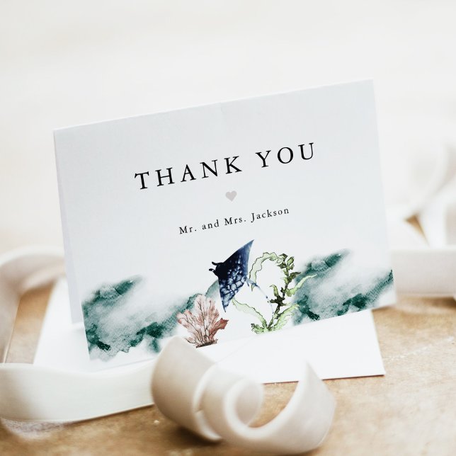 Tropical Beach Coral Ocean Manta Ray Thank You Card (Creator Uploaded)