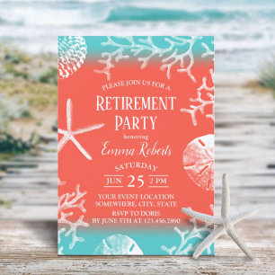Tropical Beach Coral Reef Starfish Retirement Invitation