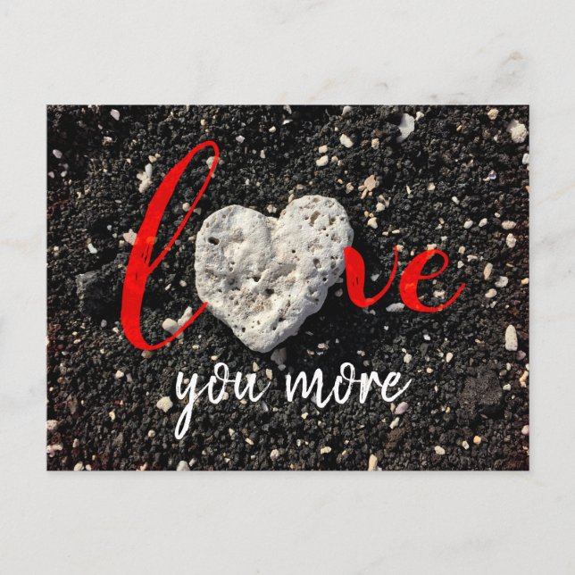Tropical Beach Coral Rock Heart Love You More Postcard (Front)