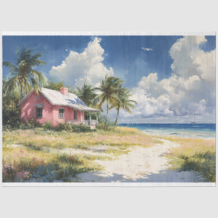 Tropical Beach Cottage Decoupage Tissue Paper
