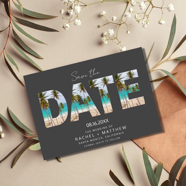 Tropical Beach Couple Photo Wedding Save The Date (Creator Uploaded)