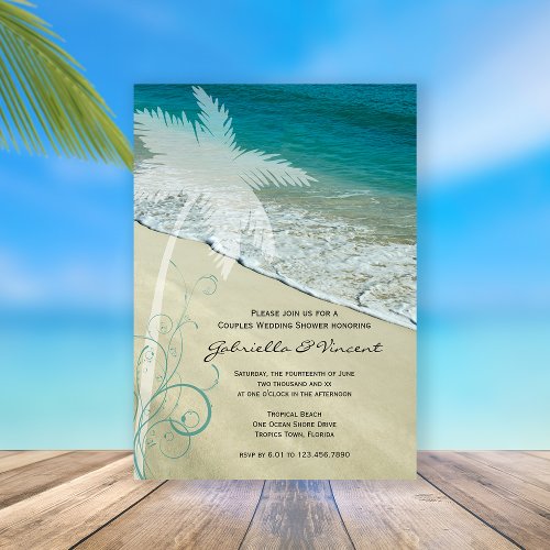 Tropical Beach Couples Wedding Shower Invitation