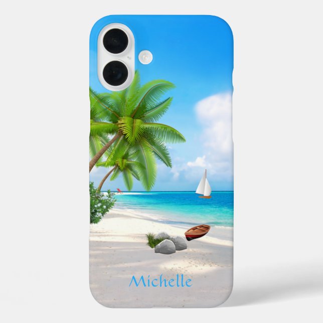 Tropical Beach Custom Name Case-Mate iPhone Case (Back)