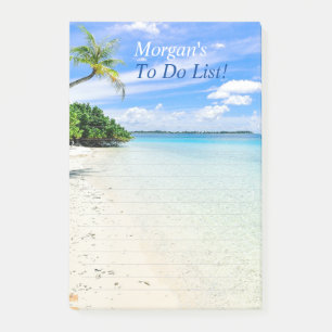 Tropical Beach Customize Name Message, Ruled Lines Post-it Notes