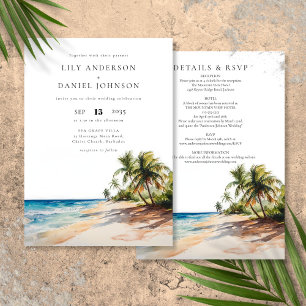 Tropical Beach Destination All In One Wedding Invitation