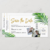 Tropical Beach Destination Boarding Pass Save The Date (Front/Back)