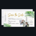 Tropical Beach Destination Boarding Pass Save The Date<br><div class="desc">Tropical Beach Wedding Save the Date Boarding Pass with Modern Whimsical Palm Leaf Design and Trendy Script Font features tons of customizable template fields,  photos,  travel information and a personalized qr code generator on the back of the card.</div>