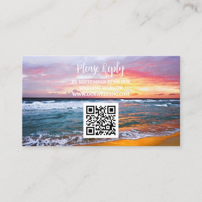 Tropical Beach Destination Coastal Wedding  Enclosure Card (Front)