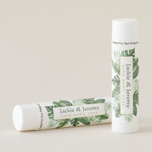 Tropical Beach Destination Green And White Wedding Lip Balm