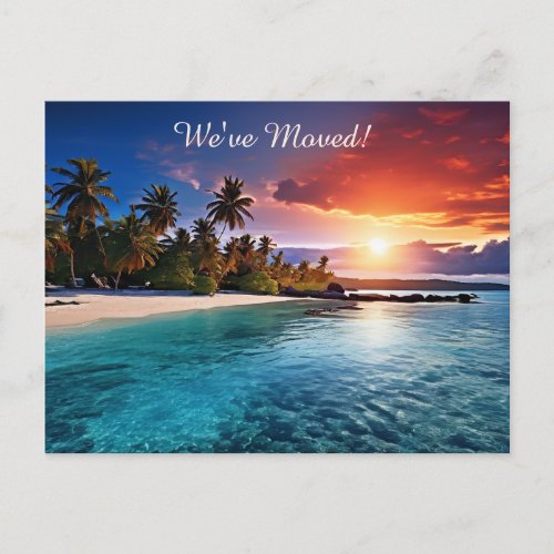 Tropical Beach Destination New Address Postcard