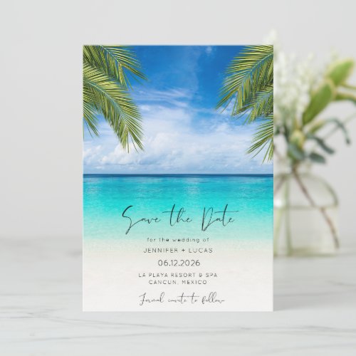 Tropical Beach Destination Photo Wedding Save The Date