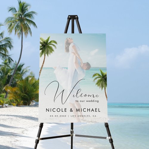 Tropical Beach Destination Photo Wedding Welcome Foam Board