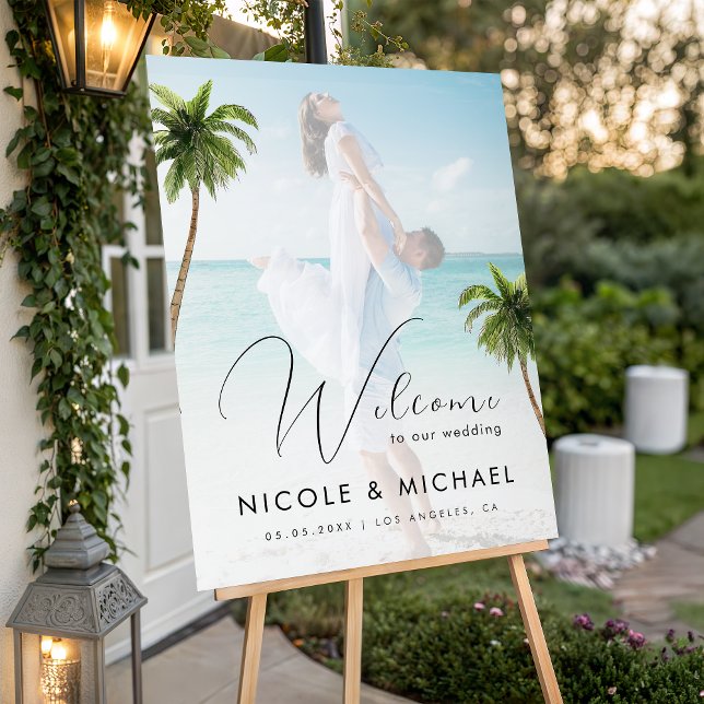 Tropical Beach Destination Photo Wedding Welcome Foam Board (Creator Uploaded)