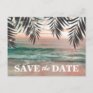 Tropical Beach Destination Save the Date Announcement Postcard