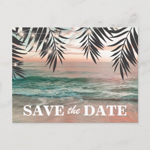 Tropical Beach Destination Save the Date Announcement Postcard