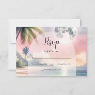 Tropical Beach Destination Watercolor Wedding RSVP Card