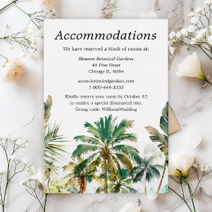 Tropical Beach Destination Wedding Accommodations Enclosure Card