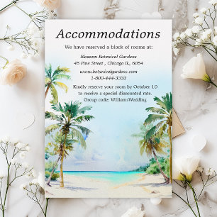 Tropical Beach Destination Wedding Accommodations Enclosure Card