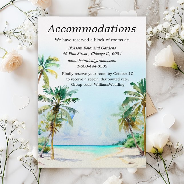 Tropical Beach Destination Wedding Accommodations Enclosure Card (Creator Uploaded)