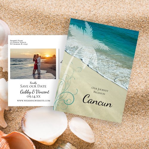 Tropical Beach Destination Wedding Announcement Postcard