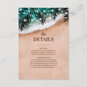 Tropical Beach Destination Wedding Details Enclosure Card
