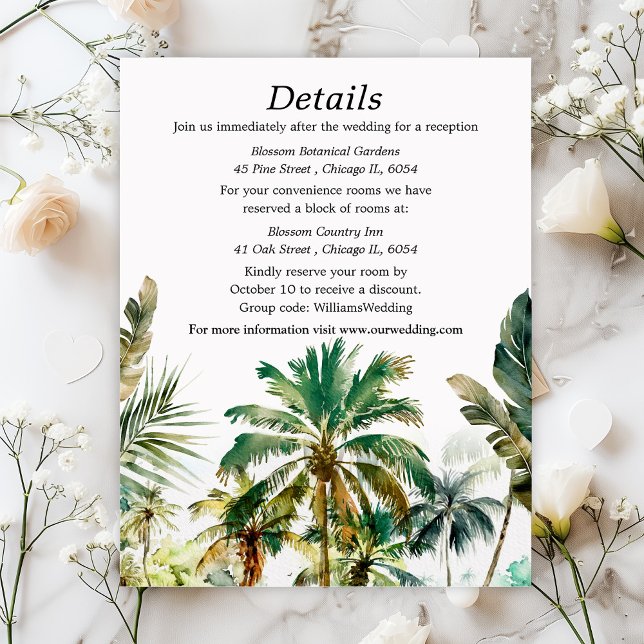 Tropical Beach Destination Wedding Details Enclosure Card (Creator Uploaded)