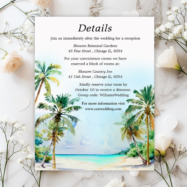 Tropical Beach Destination Wedding Details Enclosure Card (Creator Uploaded)