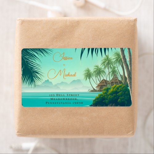 Tropical Beach Destination Wedding Guest Address Label