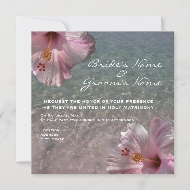 Tropical Beach Destination Wedding Invitation (Front)