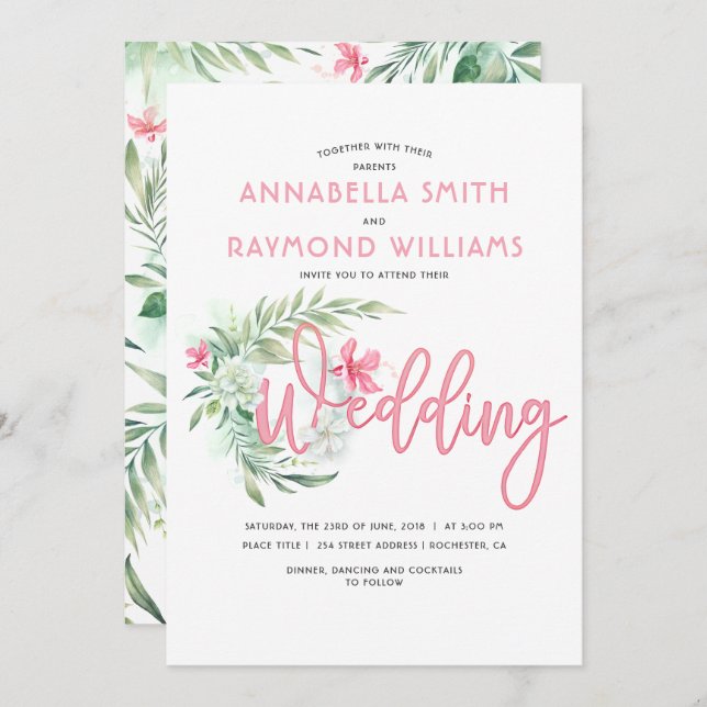 Tropical Beach | Destination Wedding Invitation (Front/Back)