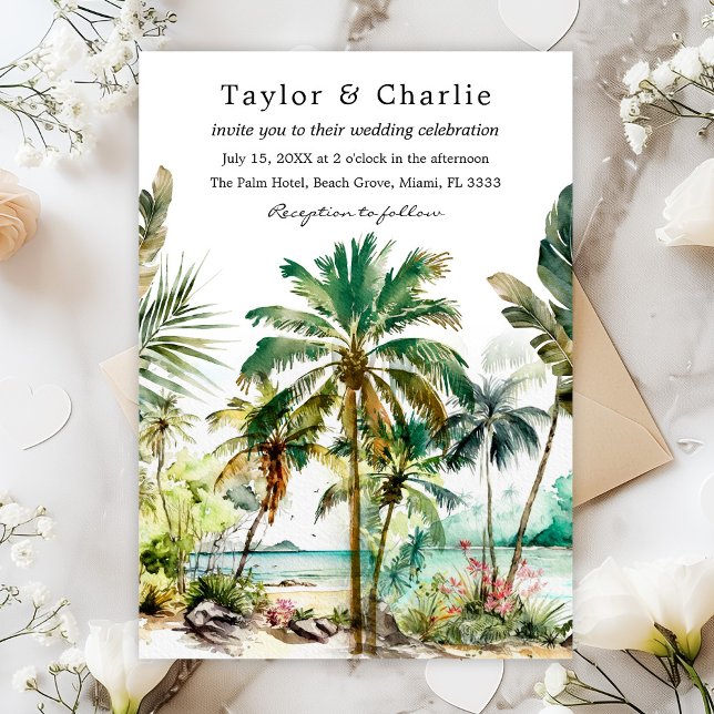 Tropical Beach Destination Wedding Invitation (Creator Uploaded)