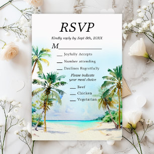 Tropical Beach Destination Wedding Meal Choice RSVP Card