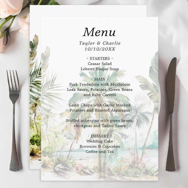 Tropical Beach Destination Wedding Menu (Creator Uploaded)
