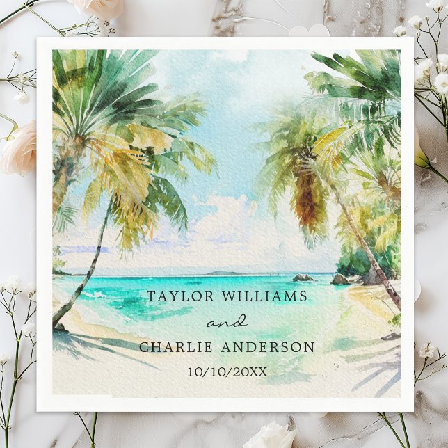 Tropical Beach Destination Wedding Napkins (Creator Uploaded)