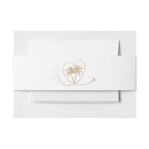 Tropical Beach Destination Wedding Palm Tree Heart Invitation Belly Band