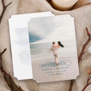 Tropical Beach Destination Wedding Photo Save The  Date