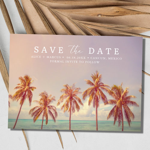 Tropical Beach Destination Wedding Photo Save The Date