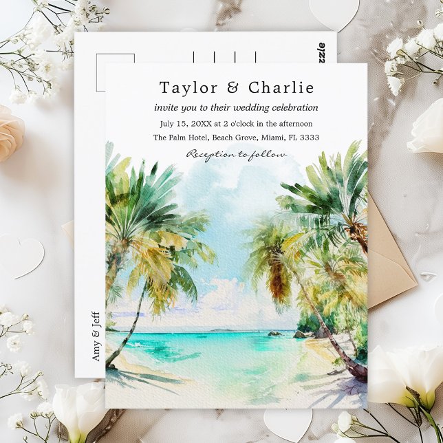 Tropical Beach Destination Wedding Postcard (Creator Uploaded)
